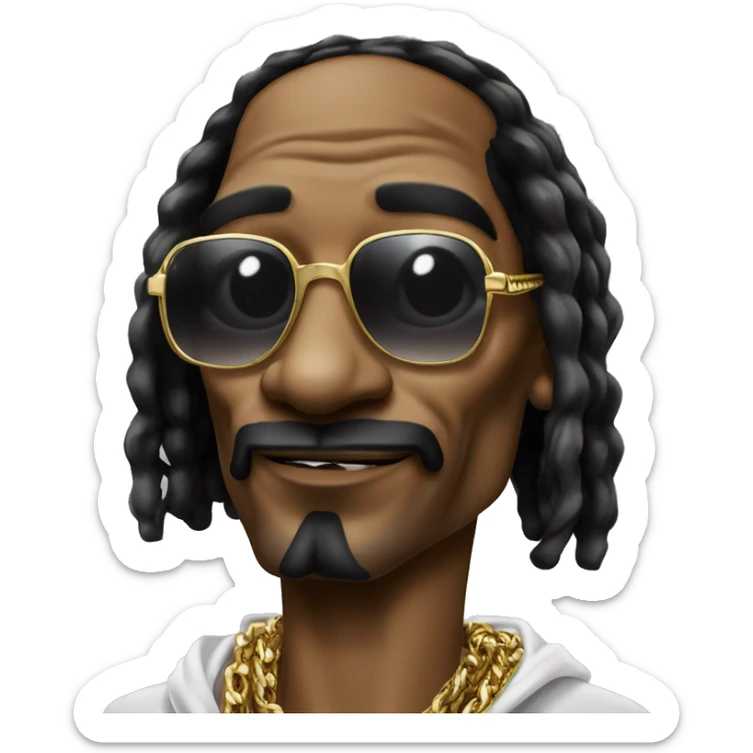 Snoop Dogg with gangsta face wearing sunglasses and fat cigar in mouth with gold chains  sticker