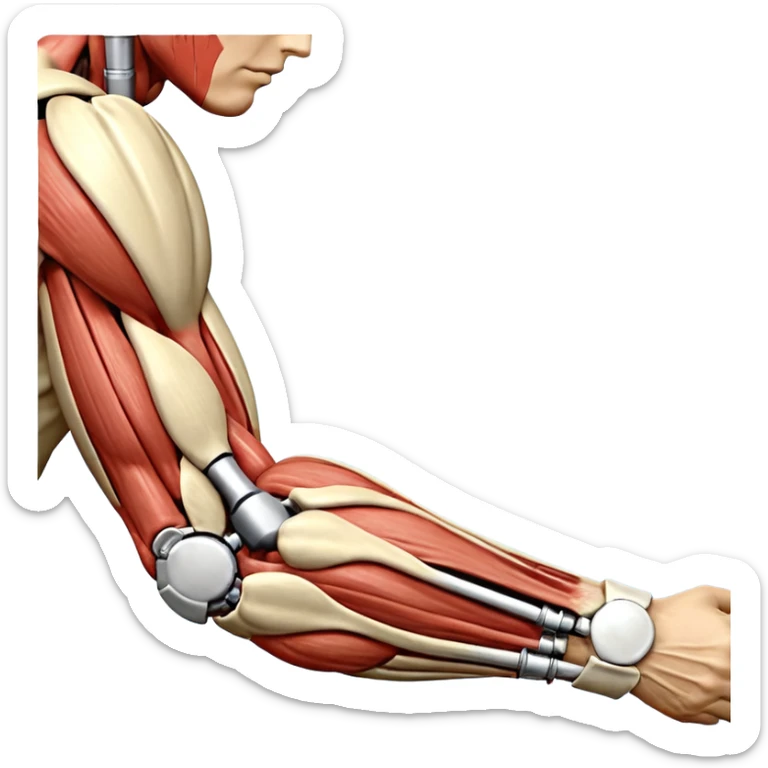 Un emojis para uso medico: Un hombro, una cadera, una rodilla, un pie, un brazo con un codo y mano, una espalda y un cuello sticker