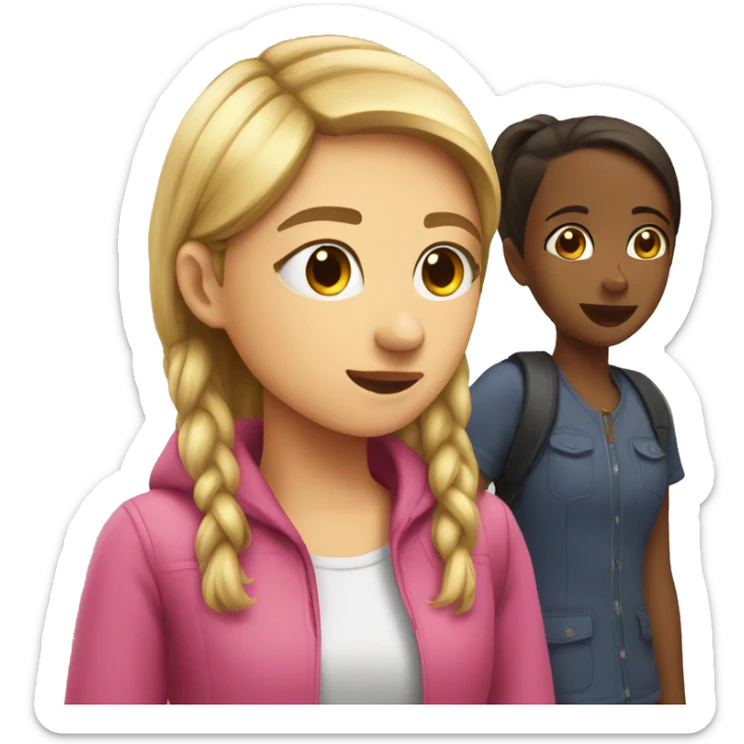 girl talking to other girl behind girls back sticker