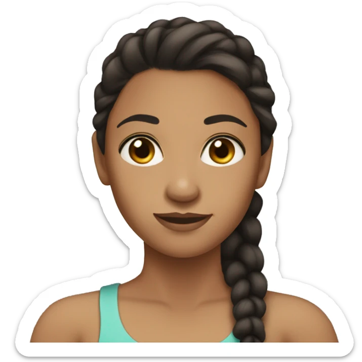 Girl tan skin dark hair ponytail sticker