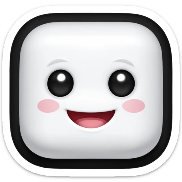 Créer un emoji en forme de marshmalow avec un sourire et des crois a la place des yeux sticker
