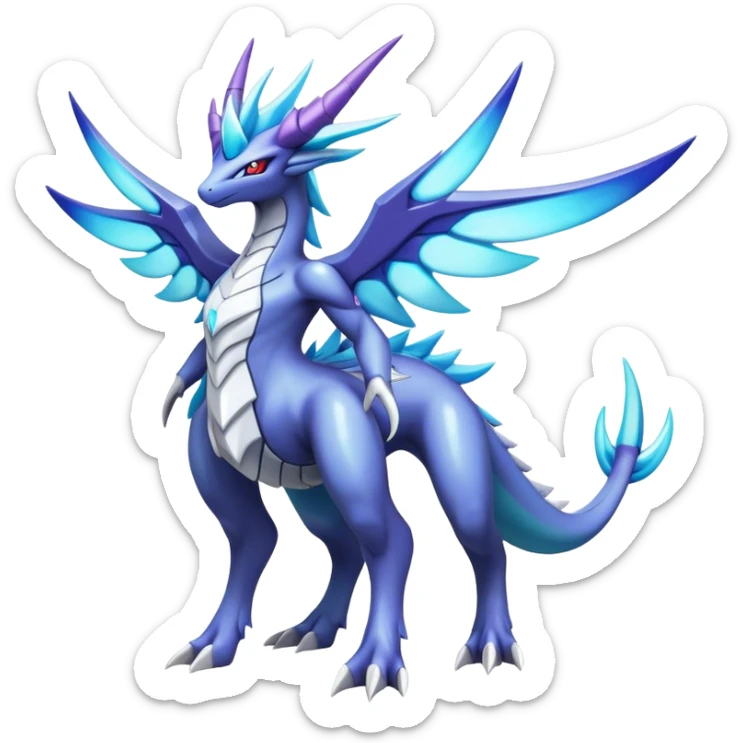 cool edgy shiny colorful godly ethereal Dialga-Suicune-Fakemon full body sticker