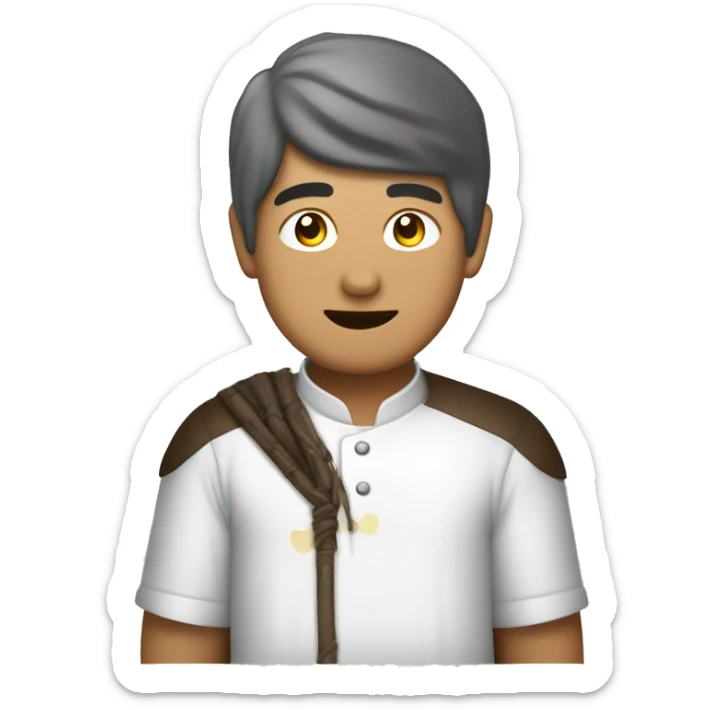 lajang putih dengan selimut di tubuhnya sambil memegang kopi sticker