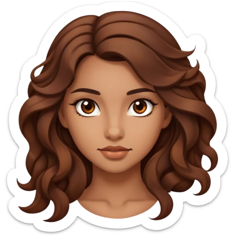 Beautiful girl,brown hair,wavy hair，long hair,brown eyes,hispanic,scorpio sticker