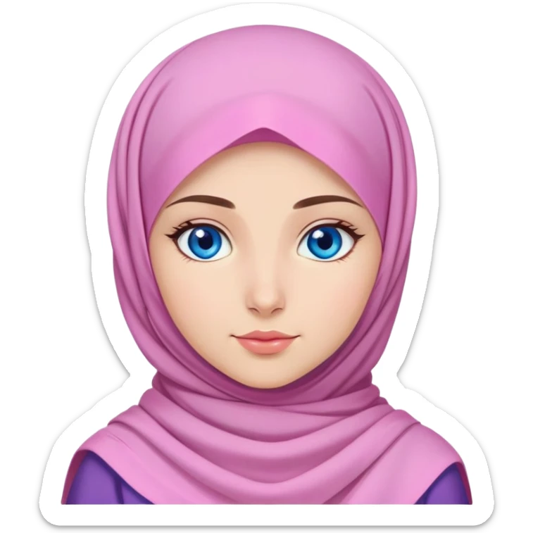 Turkish beautiful finish Konya girl blue eyes with pink crocus hijab and islamic dress sticker