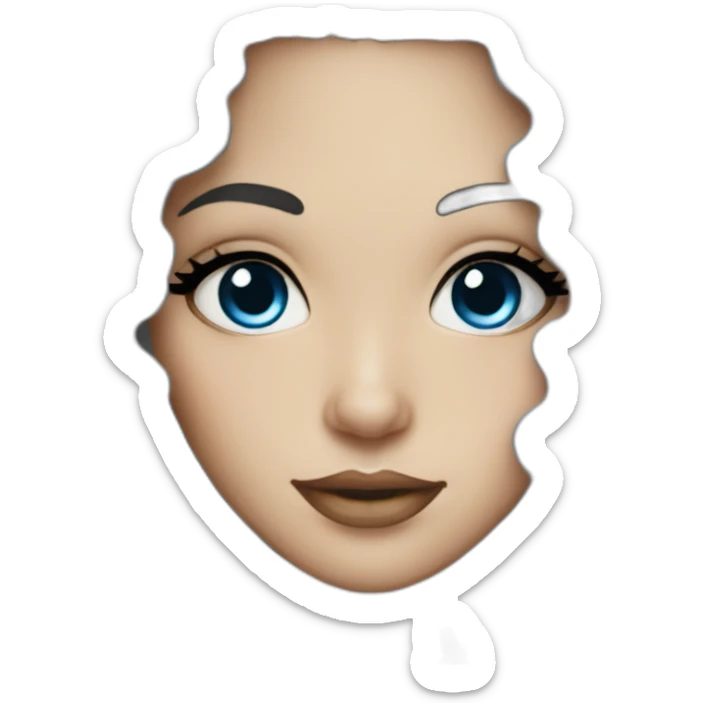 a white woman with curly black hair and blue eyeliner black eyes sticker