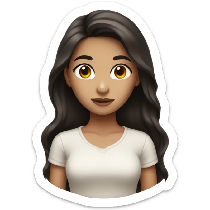 Girl with long dark brown hair and amber eyes sticker