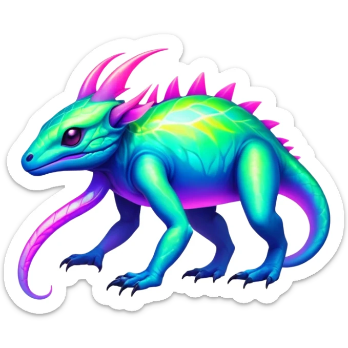Tropical futuristic lush neon Fionbri-Vernid-creature (full body) sticker