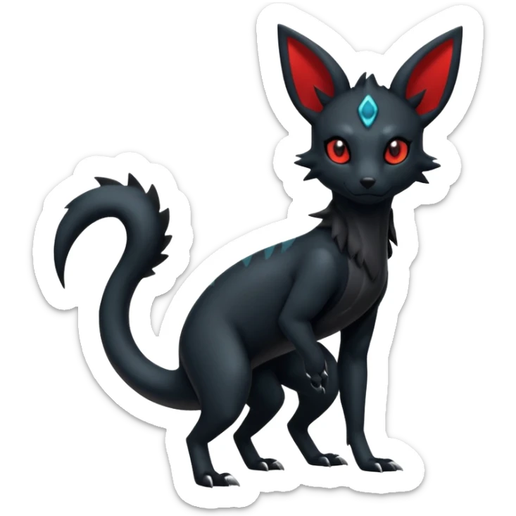 Shiny Dark Edgy Gothic Gloomy Futuristic Salandit-Umbreon-Zorua-Hybrid (Full body) sticker