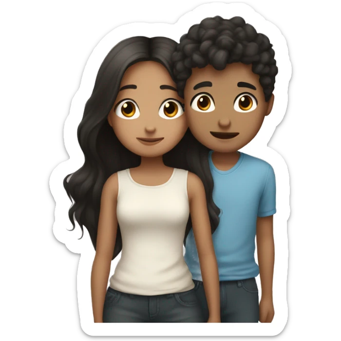 Boy with light hair kisses girl with dark hair sticker