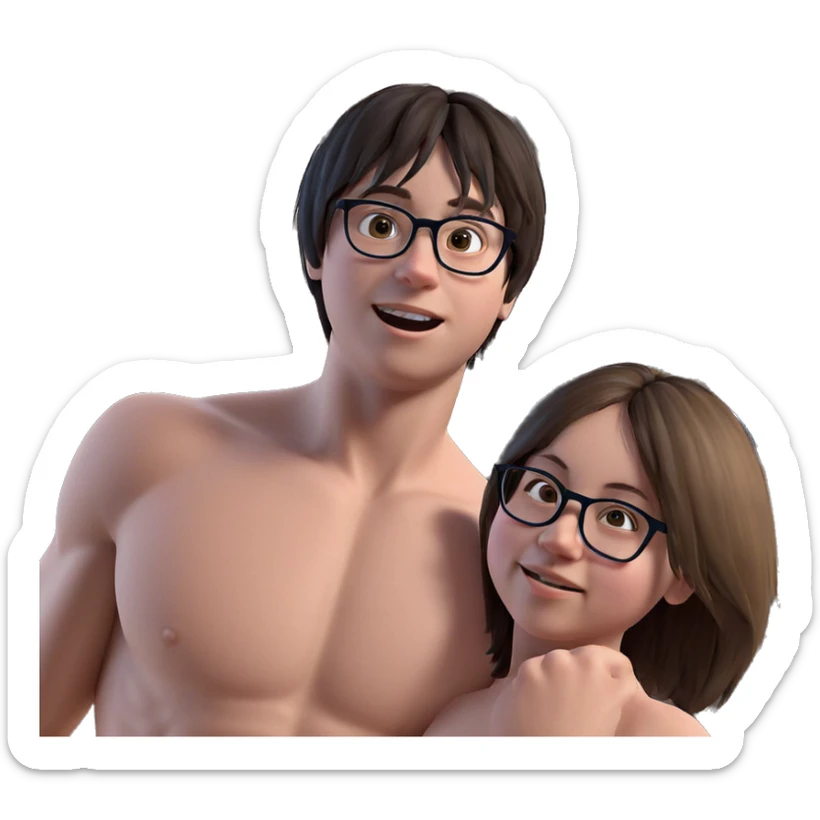 nude boy with glasses meme sticker