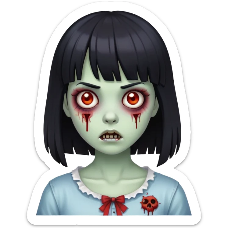 garota zumbi cabelo preto e franja sticker