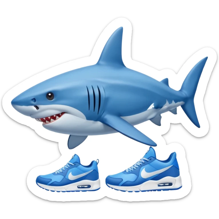 Tralalero Tralala, a shark with 4 legs and blue nike sneakers on each foot sticker