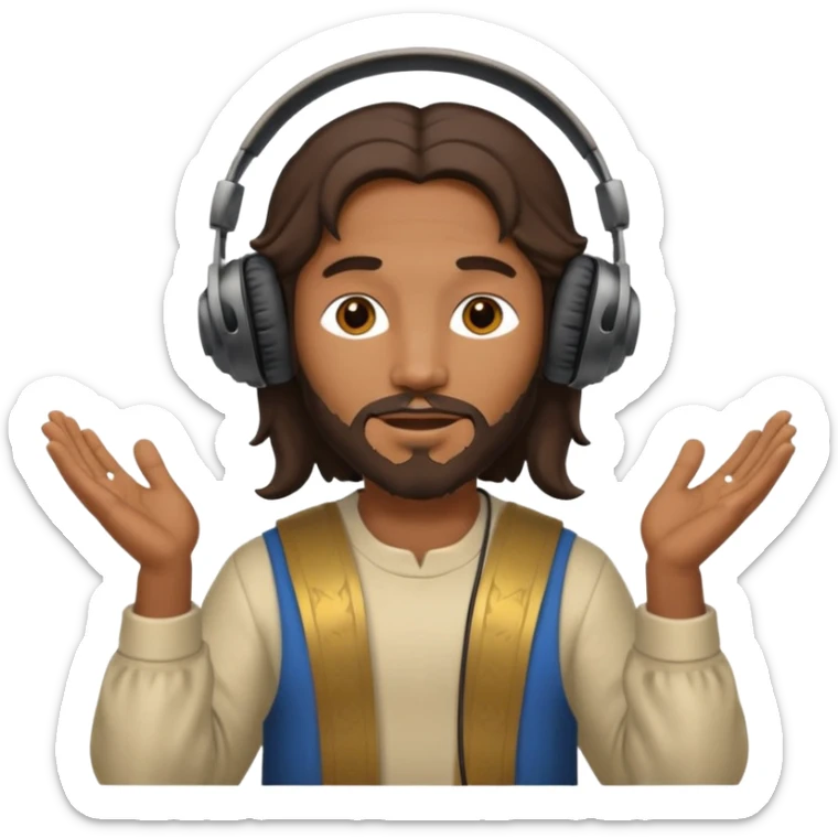 African American Jesus Christ giving someone a pair of headphones sticker