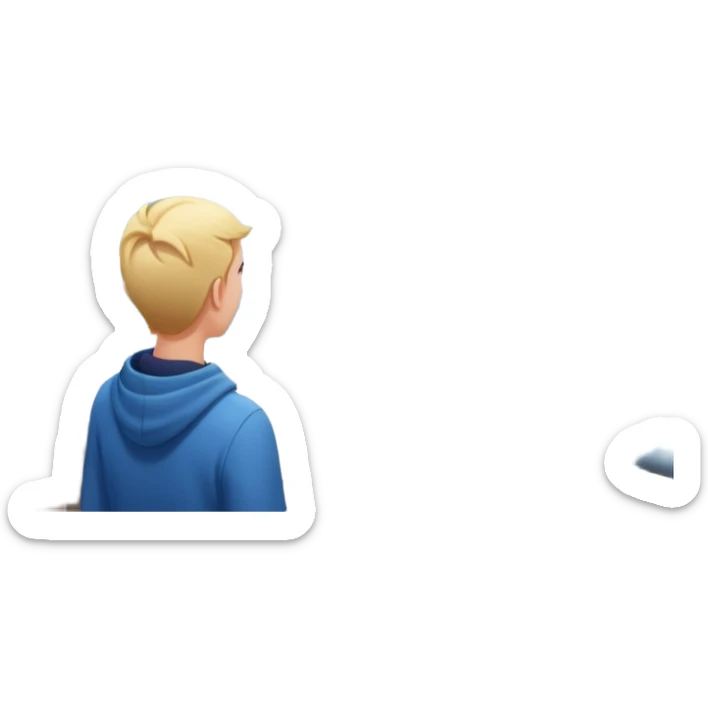 quelqu'un qui admire la vue depuis un point panoramique qui done sur une ville
 sticker