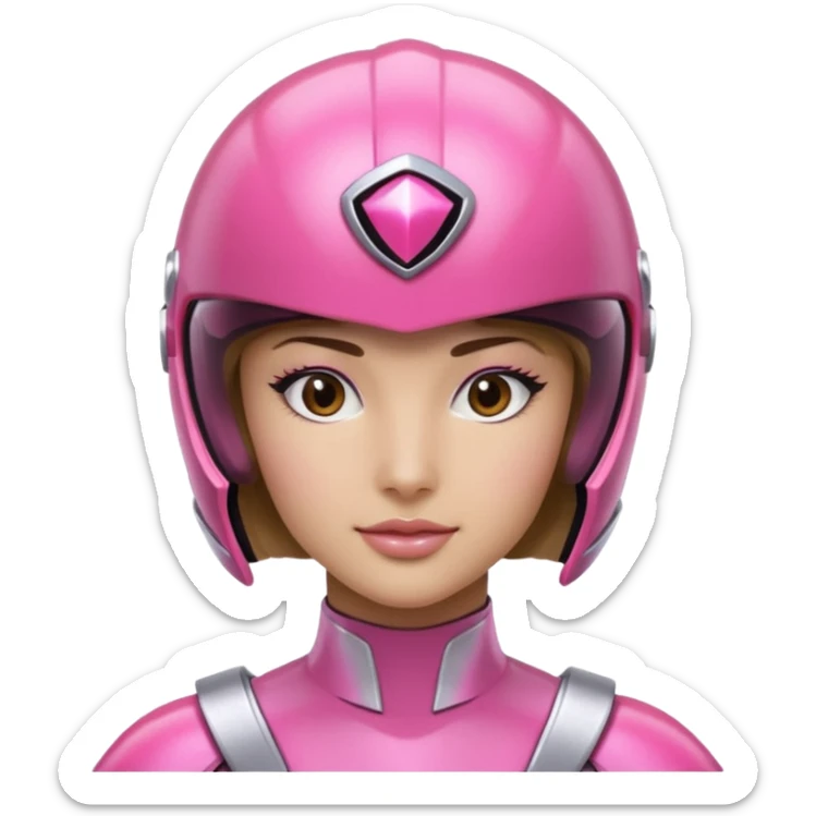 pink power ranger, woman emoji, only head, pink power ranger helmet on sticker