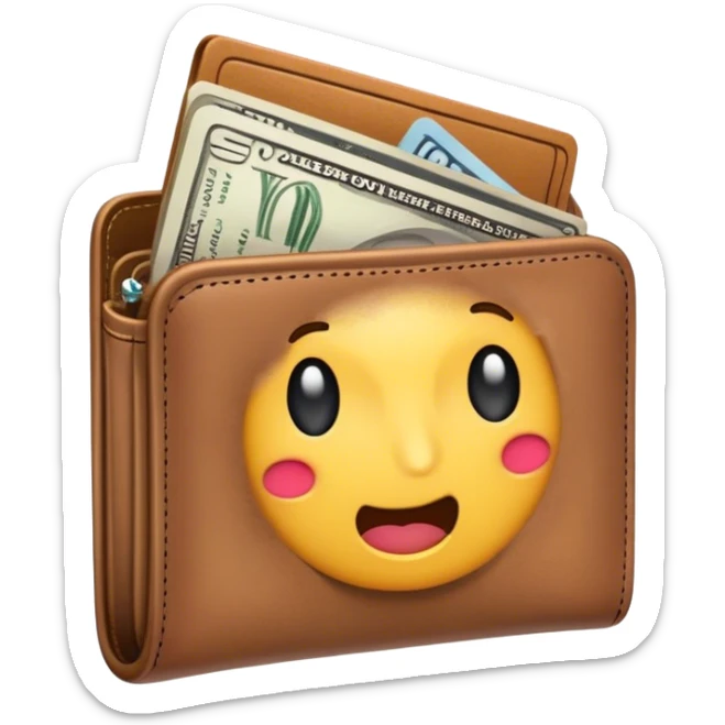 Design an emoji of an open wallet with dust coming out instead of money. The wallet looks abandoned and empty, representing financial struggles sticker