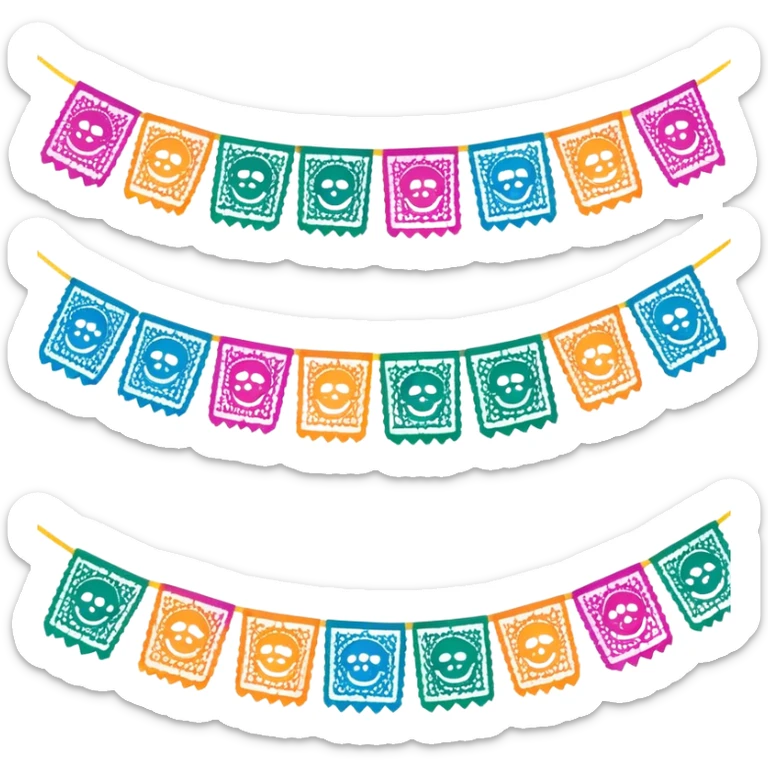 festive one garland of colorful mexican papel picado sticker