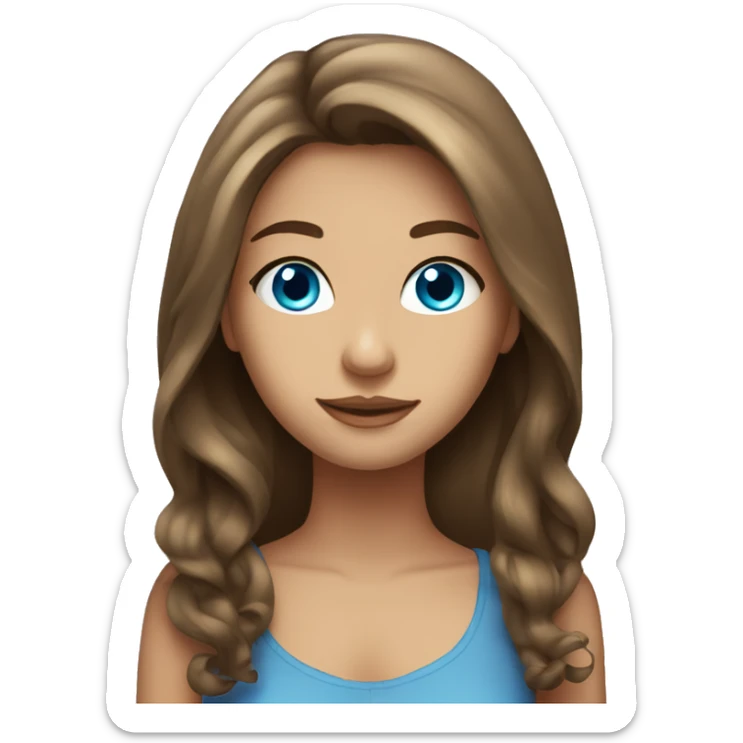 tan Pretty girl with long brown hair  and blue eyes  sticker