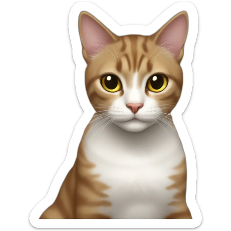 cat female with a whit and chest, female looking, young female, awesome cat sticker