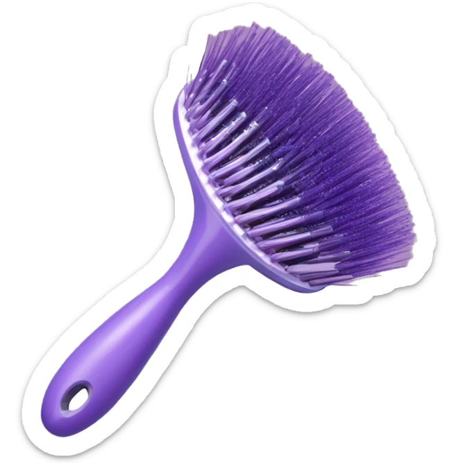 Lilac detangler brush all lilac purple with gaps  in and round at the top with a loop handle so it’s easy to hang  sticker