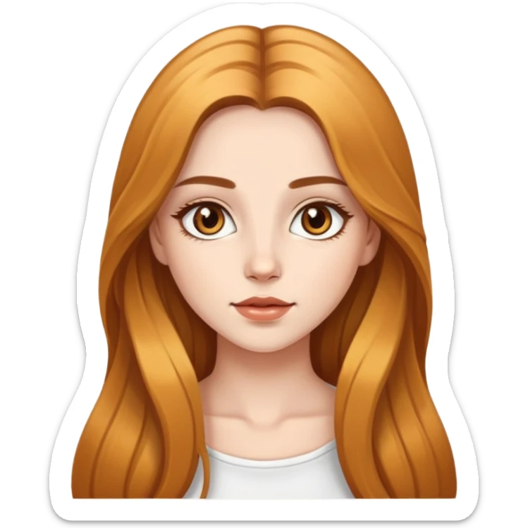a white skin beautiful girl with long golden brown hair and brown eyes sticker