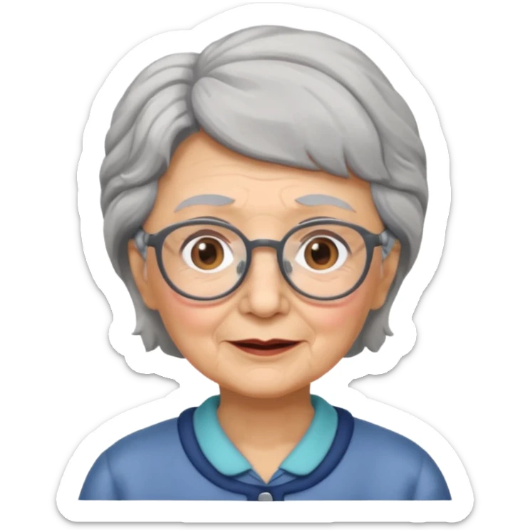 grandmother with glasses and gray hair, grizzle sticker