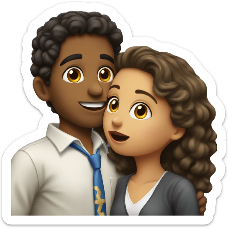 Jewish girl kiss-kiss Hispanic boy  sticker