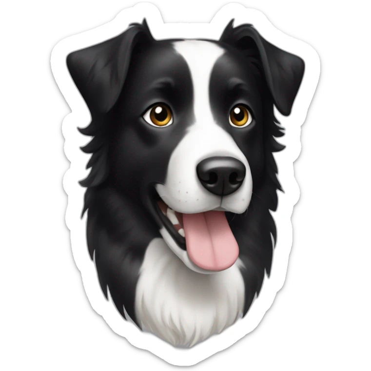 dog, short-hair, black-hair, white-chest, white-stripe-down-face, black-face, border-collie, mcnab sticker