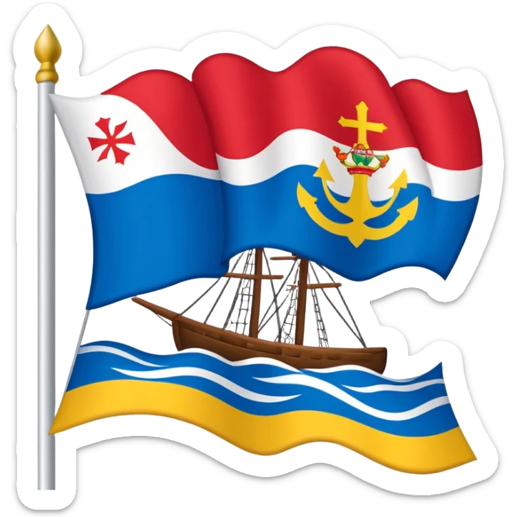 Take The actual existing flag Of The basque country “ikurriña” on the flag Of The actual emoji Of Saint-Pierre-et-Miquelon and Make a unic emoji Of it sticker