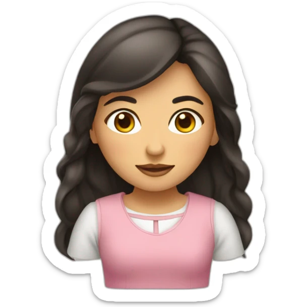 mujer ojos chinos, cabello mediano, piel trigueña, delgada sticker