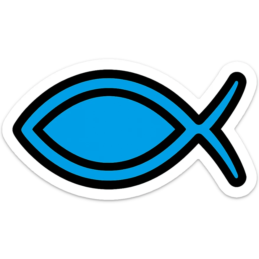 ichthys symbol, minimal, clean, modern icon style sticker