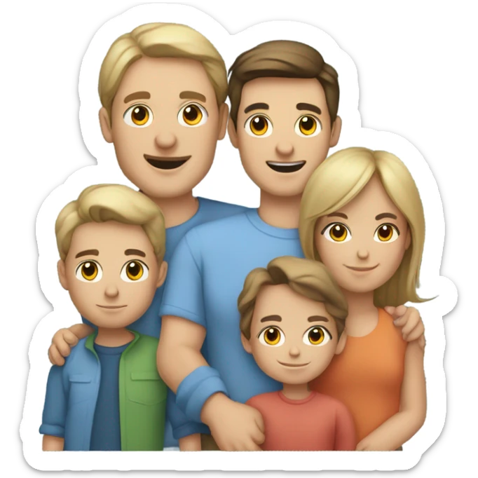 Caucasian family of 8 with mom, dad,  3 boys, 3 girls sticker