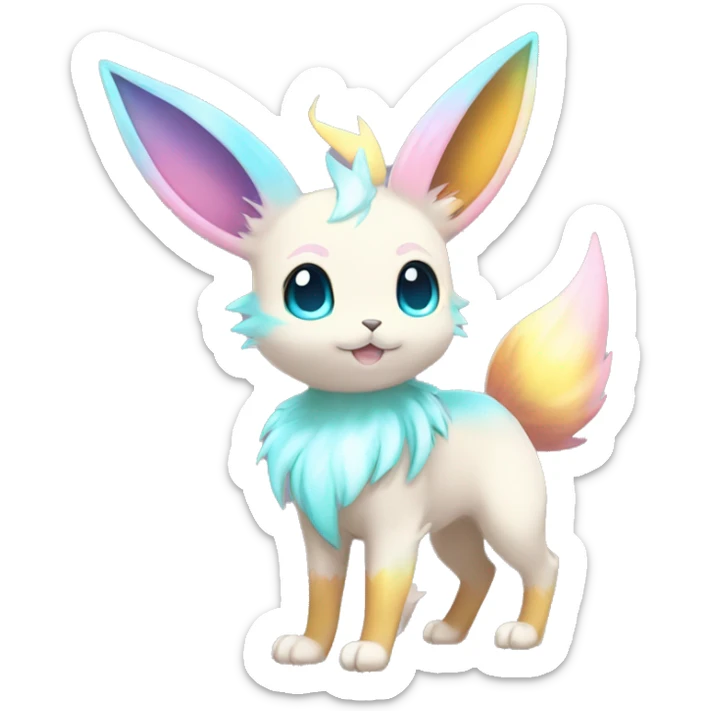 Shiny Colorful Pastel Kawaii Eeveelution-Cute-Pokémon-fusion full body sticker