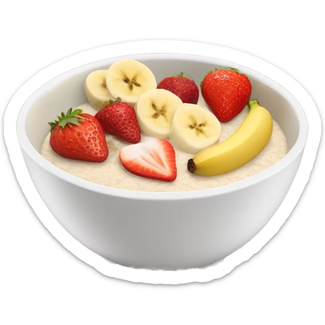 porridge in a pretty girly bowl with toppings like strawberry’s and bananas sticker