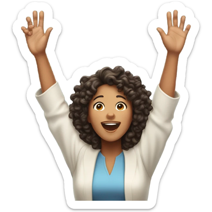 Curly-haired biracial woman preacher, praising the lord in the sky  sticker