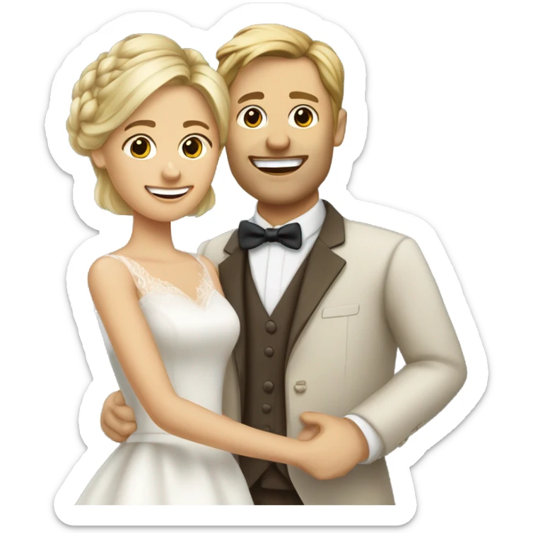 Blonde Frau lange Haare und Mann mit Anzug braune Haare und Bart heiraten sticker