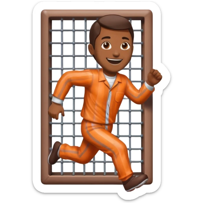 guy made of of sweet candy running out of a prison cell sticker