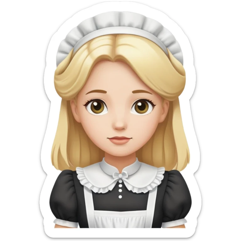 a white female with blond hair aned maid dress sticker