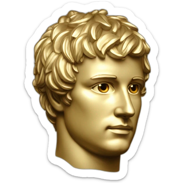 Laurel wreath on short hair serious napoleon bonaparte golden statue sticker