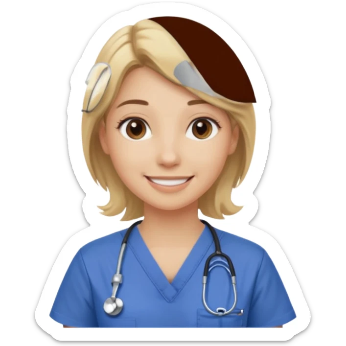 Girl emoji, dirty blondish hair , loves nursing , cute asthetics and her neutrals sticker