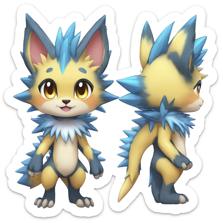 Anthro Scalie Spiky Cool Edgy Magical Shiny Colorful Pastel Sparkle Kemono-style Chibi Fantasy-Animal-Fakémon-Pokémon-Hybrid Fur Sona Aesthetic Full Body sticker