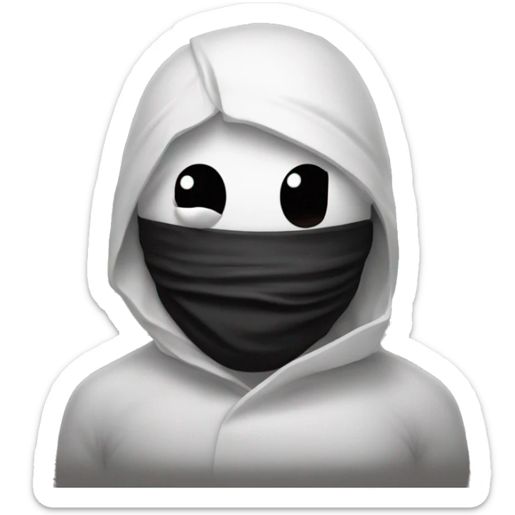 A black liquid in the form of a man with sad eyes in bandages and black tentacles behind his back sticker