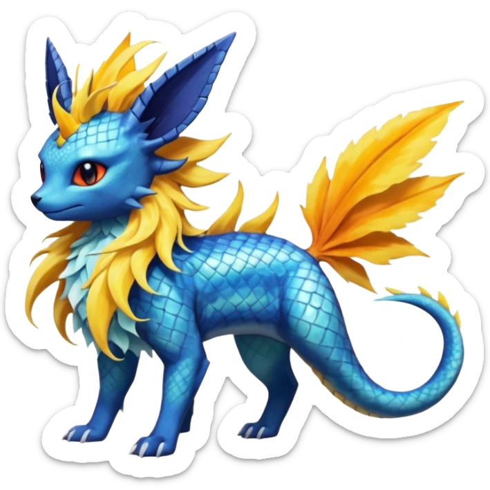 Salandit-Vaporeon-Jolteon-Flareon-Fakémon-hybrid-creature (full body)  sticker