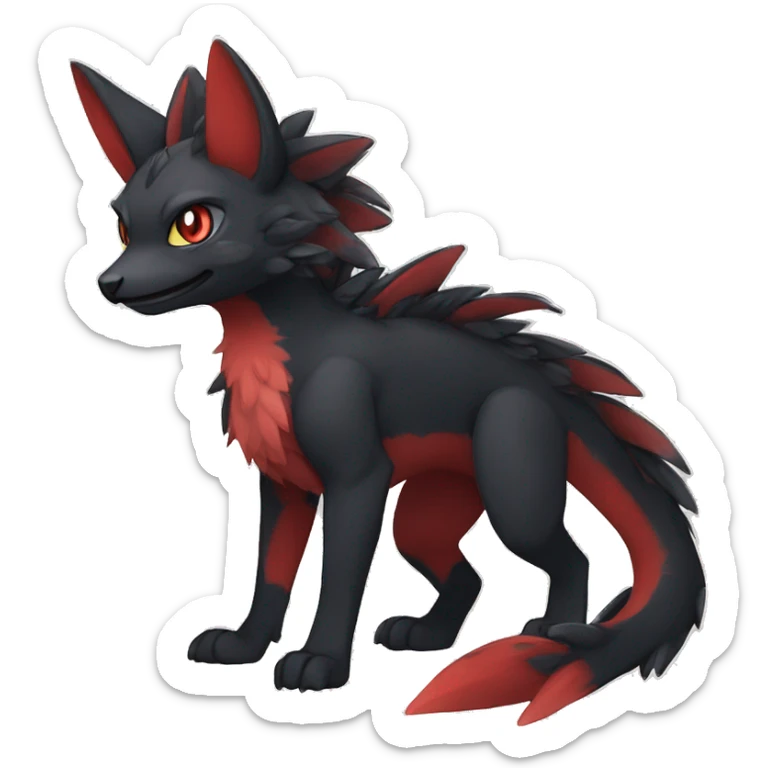 Anthro Cute cool black red nargacuga animal hybrid Fakemon full body sticker