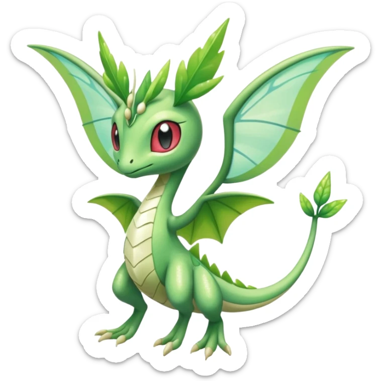 Sparkly White And Green Natural Flowery Colorful Flygon-Celebi-Fakémon-hybrid-creature (full body)  sticker