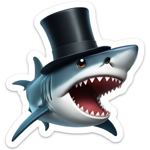 Shark with a top hat sticker