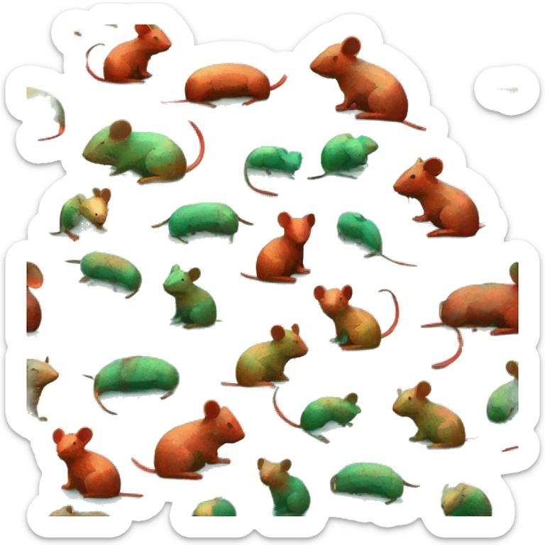 Black red gold green cyan rusty grunge effect scratched patina rat mouse puppy scorpion tail stinger pixel 3d render low poly sticker