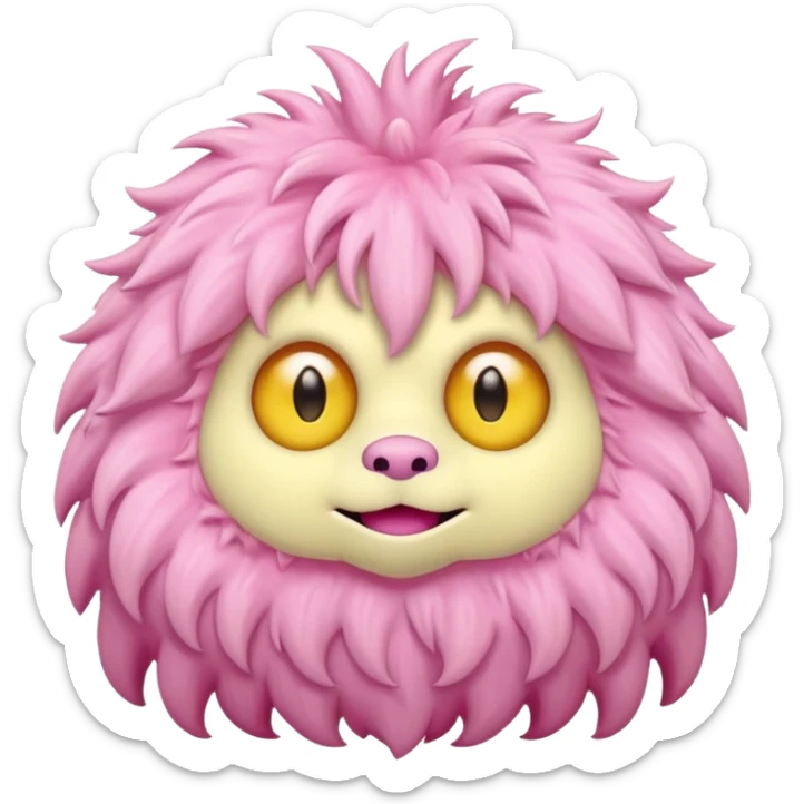 pink fluffy kind monster in soft pink, beige and yellow pastel colors sticker