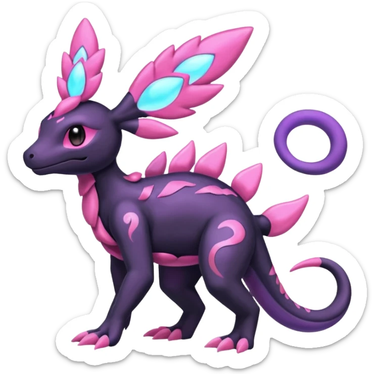 Shiny Dusknoir-Salandit-Sylveon-Fakémon-hybrid-creature (full body)  sticker